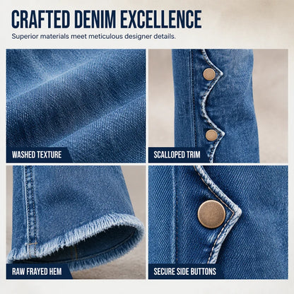 Women's Scallop Button Flare Jeans