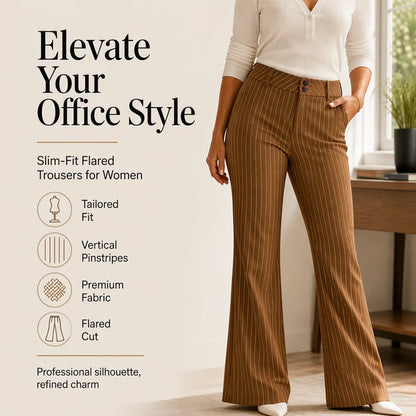 Women's Pinstripe Flared Trousers