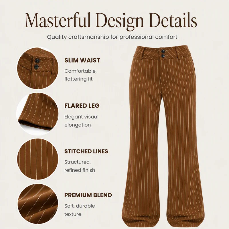 Women's Pinstripe Flared Trousers