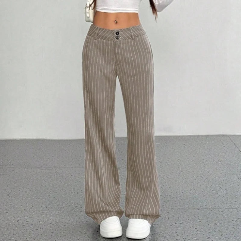 Women's Pinstripe Flared Trousers