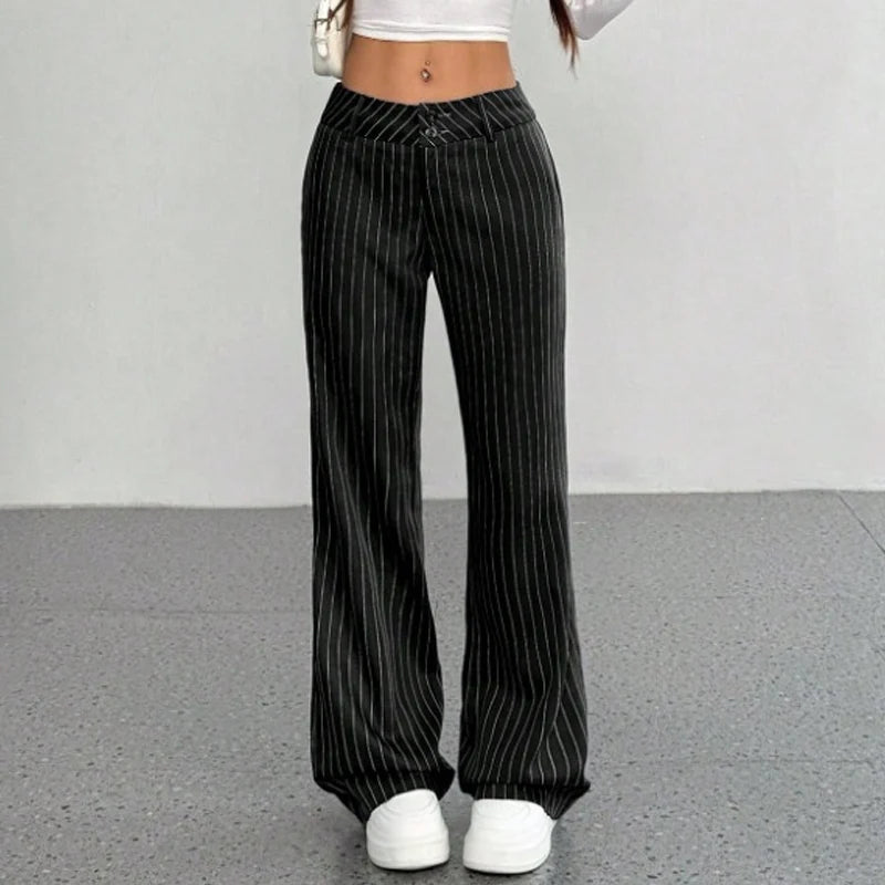 Women's Pinstripe Flared Trousers