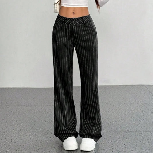 Women's Pinstripe Flared Trousers