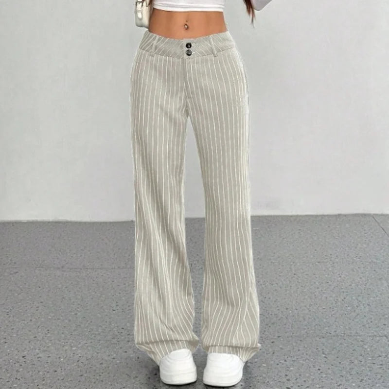 Women's Pinstripe Flared Trousers