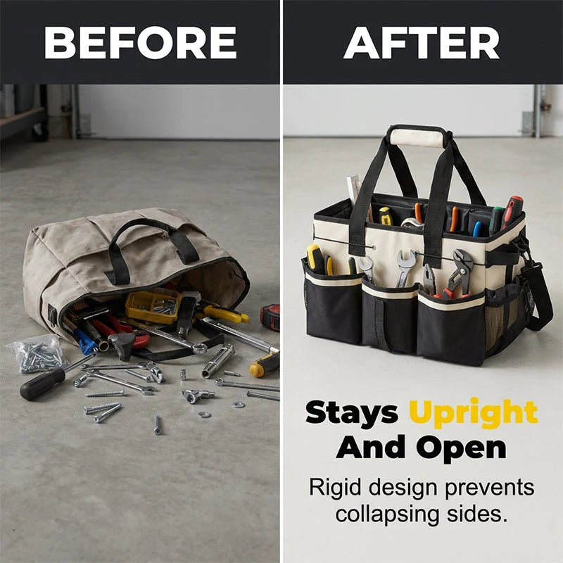 Multi Pocket Open Utility Tote