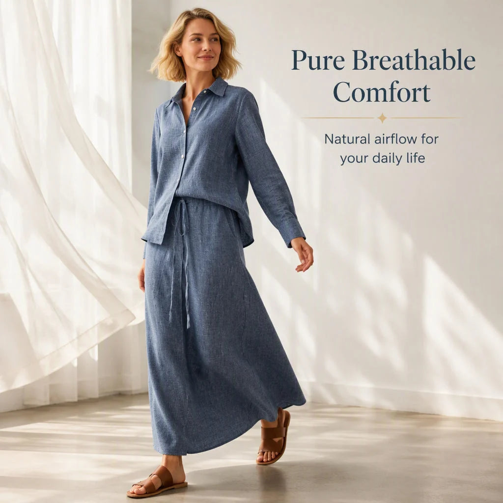 Women's Relaxed Shirt & Maxi Skirt Set