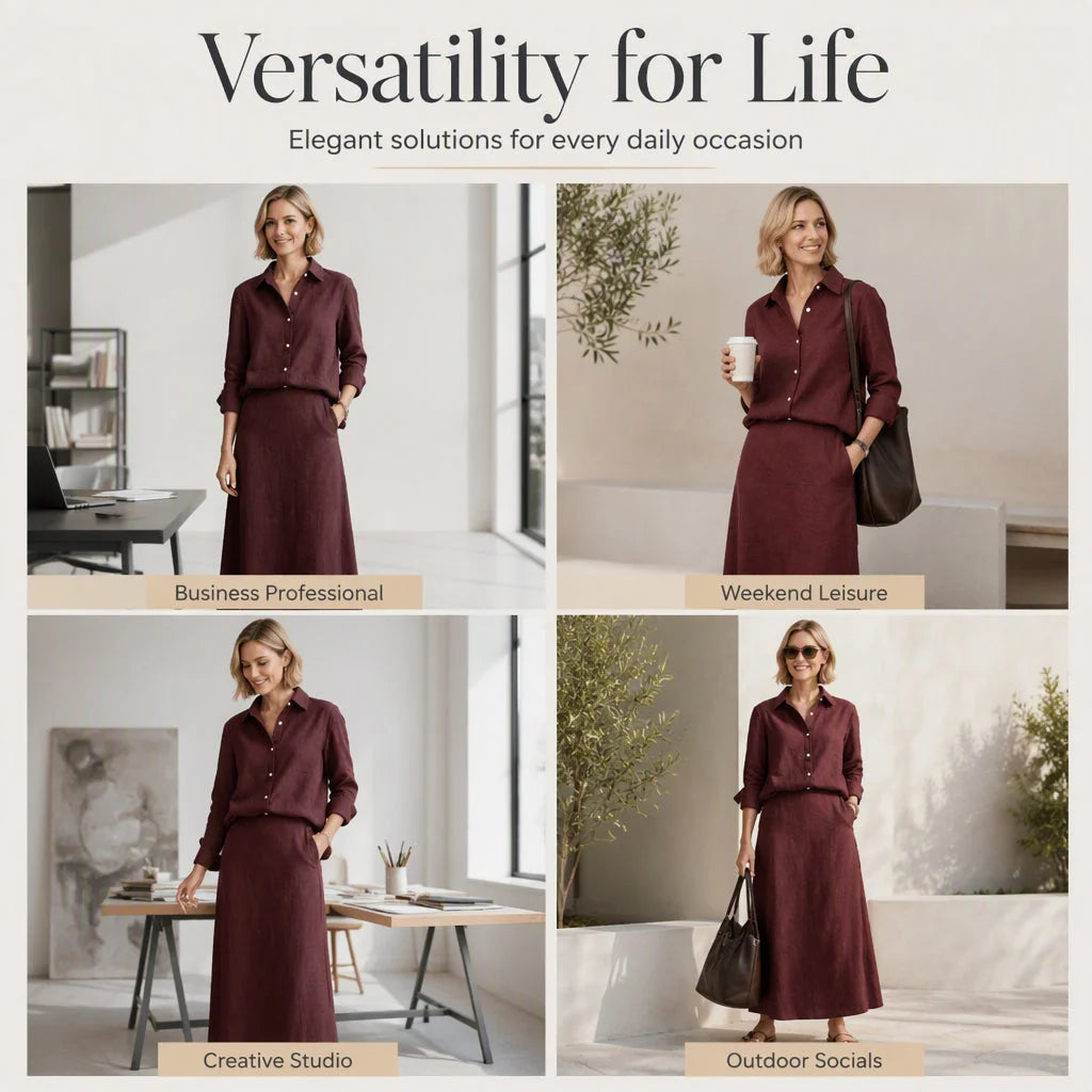 Women's Relaxed Shirt & Maxi Skirt Set
