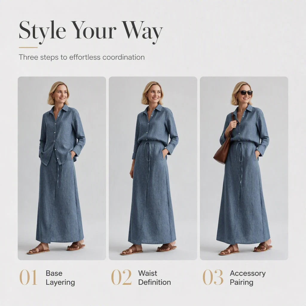 Women's Relaxed Shirt & Maxi Skirt Set