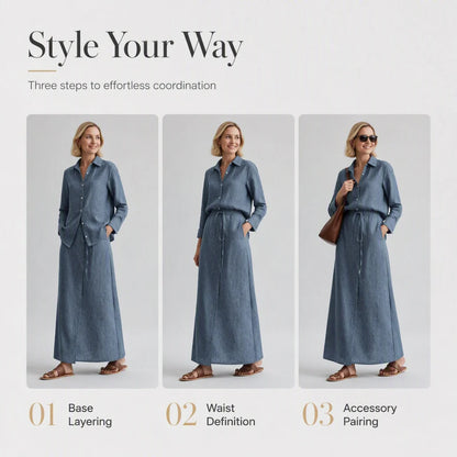Women's Relaxed Shirt & Maxi Skirt Set