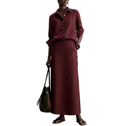 Women's Relaxed Shirt & Maxi Skirt Set
