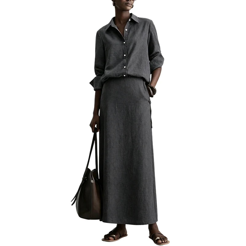 Women's Relaxed Shirt & Maxi Skirt Set