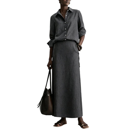 Women's Relaxed Shirt & Maxi Skirt Set