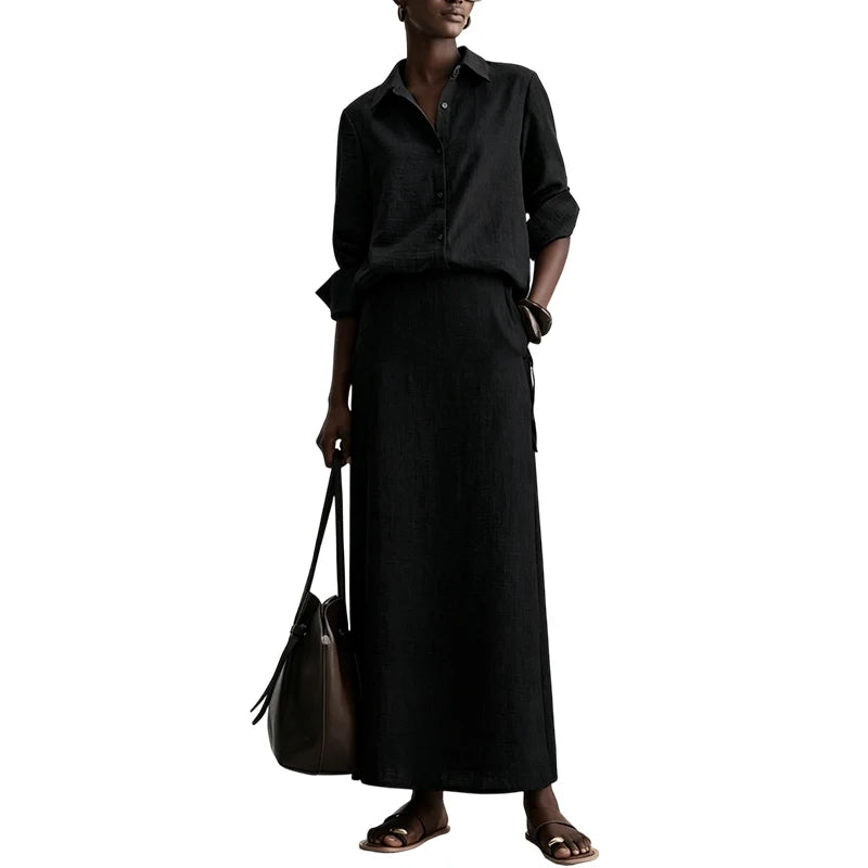 Women's Relaxed Shirt & Maxi Skirt Set