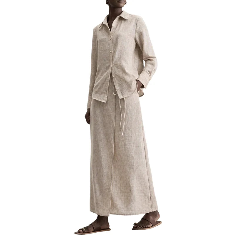 Women's Relaxed Shirt & Maxi Skirt Set