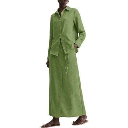 Women's Relaxed Shirt & Maxi Skirt Set