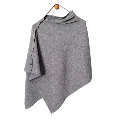 Women's Asymmetric Side Button Poncho