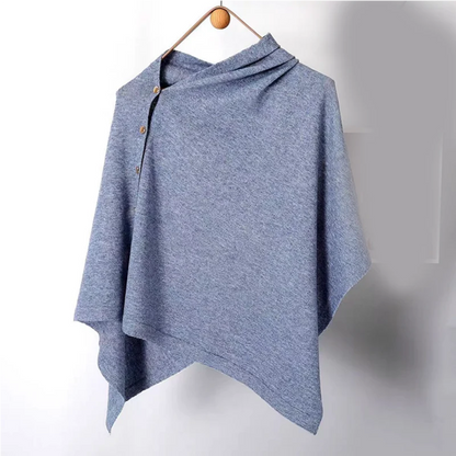 Women's Asymmetric Side Button Poncho