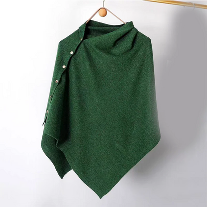 Women's Asymmetric Side Button Poncho