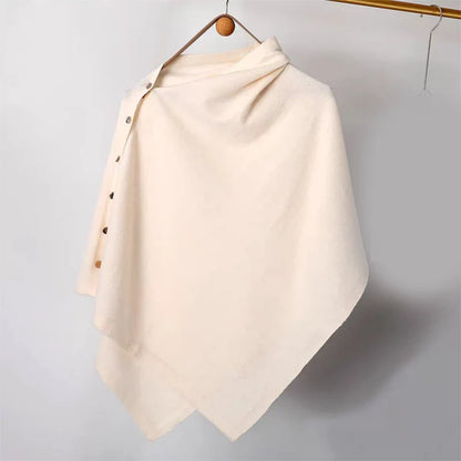 Women's Asymmetric Side Button Poncho