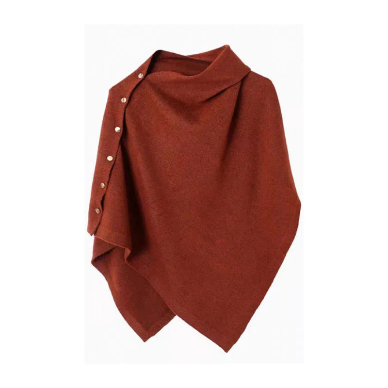 Women's Asymmetric Side Button Poncho