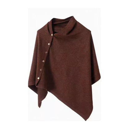 Women's Asymmetric Side Button Poncho