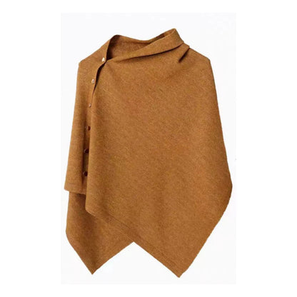 Women's Asymmetric Side Button Poncho