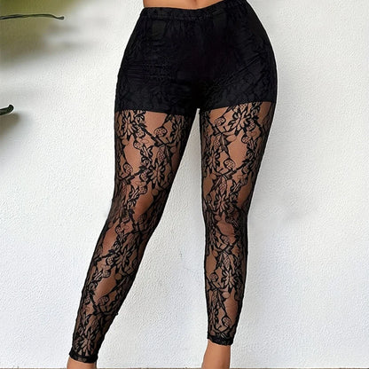 Women's Sheer Floral Lace Trousers