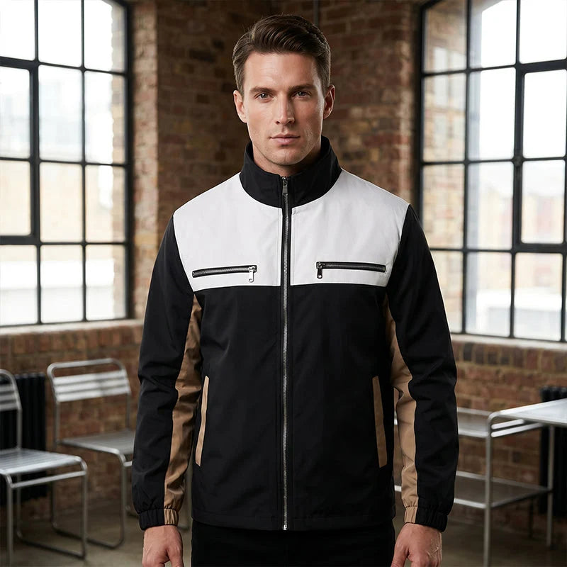 Men's Contrast Panel Stand Collar Jacket