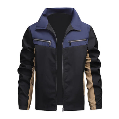 Men's Contrast Panel Stand Collar Jacket