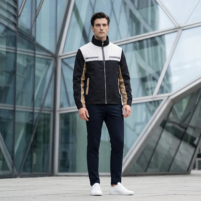 Men's Contrast Panel Stand Collar Jacket
