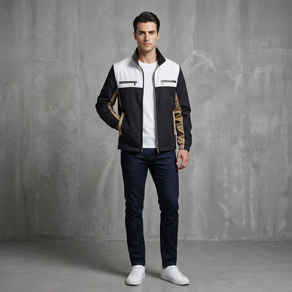 Men's Contrast Panel Stand Collar Jacket