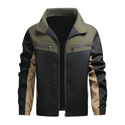 Men's Contrast Panel Stand Collar Jacket