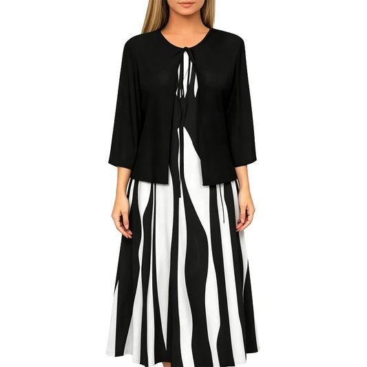 Women's Geometric Maxi Dress & Longline Layer Set