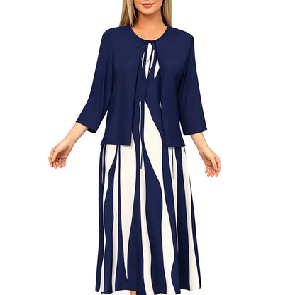 Women's Geometric Maxi Dress & Longline Layer Set