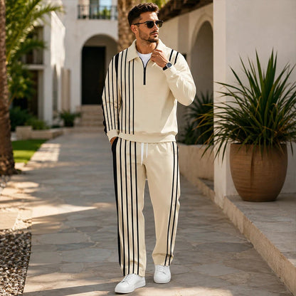 Men's Printed Half Zip Tracksuit Set