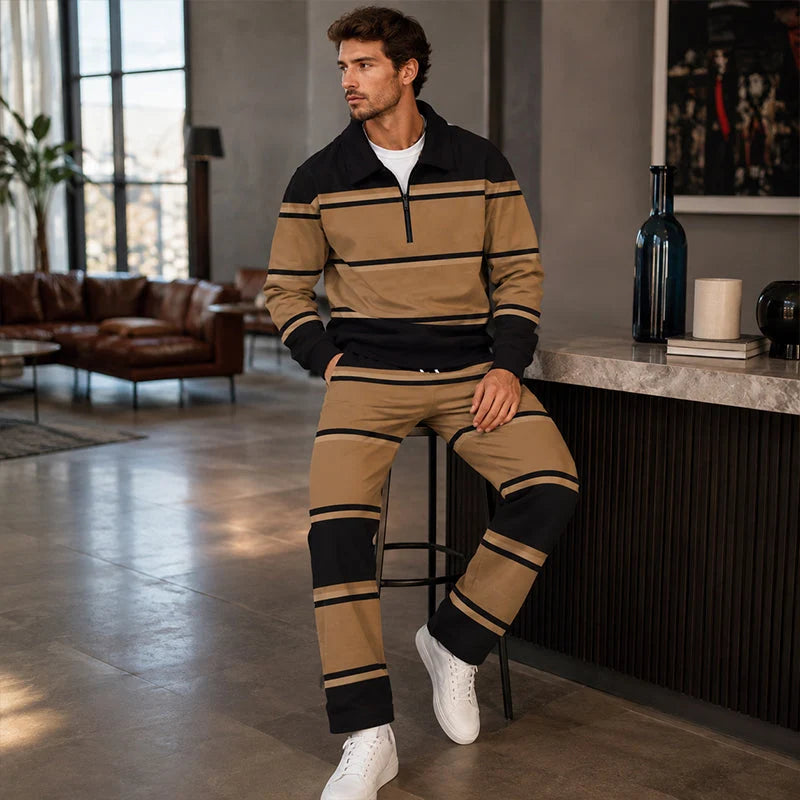 Men's Printed Half Zip Tracksuit Set