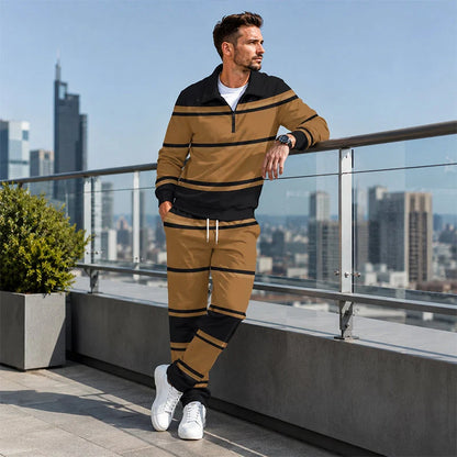 Men's Printed Half Zip Tracksuit Set