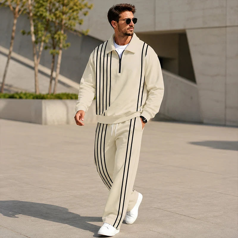 Men's Printed Half Zip Tracksuit Set