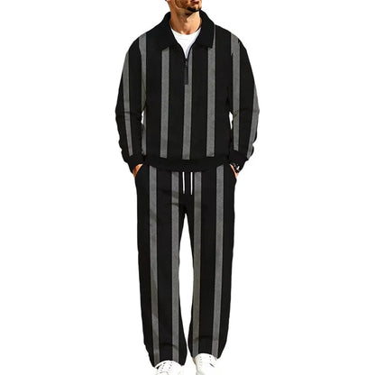 Men's Printed Half Zip Tracksuit Set
