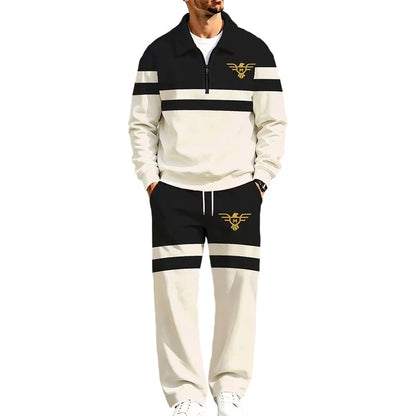 Men's Printed Half Zip Tracksuit Set
