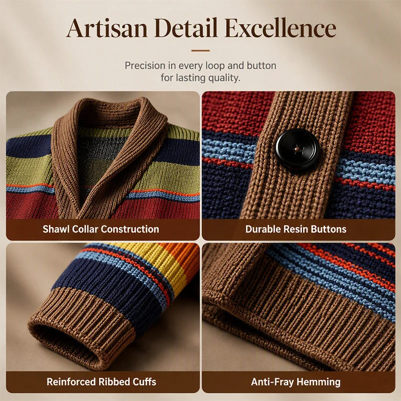 Men's Striped Shawl Collar Cardigan