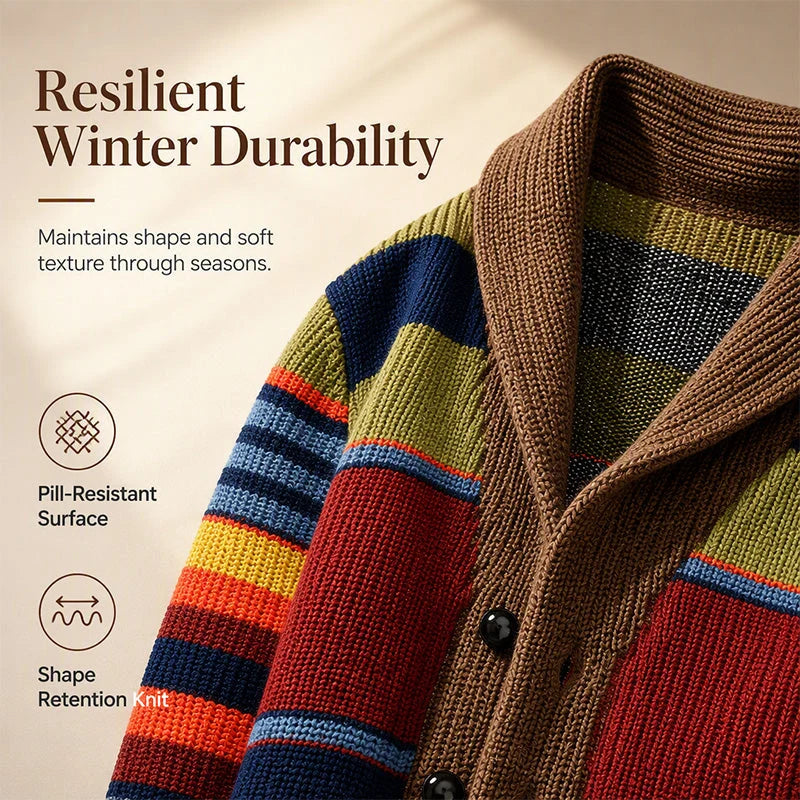 Men's Striped Shawl Collar Cardigan