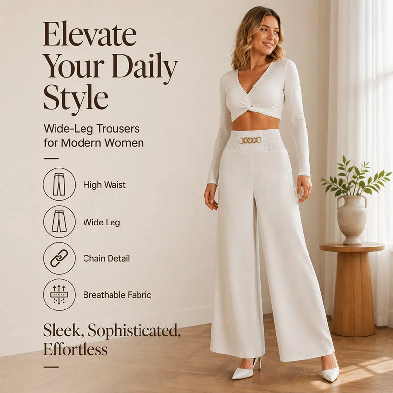 Women's Smocked Waist Wide Leg Trousers
