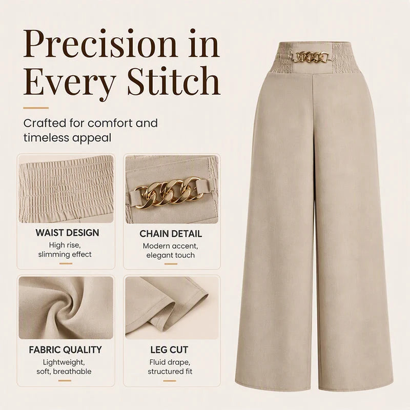 Women's Smocked Waist Wide Leg Trousers