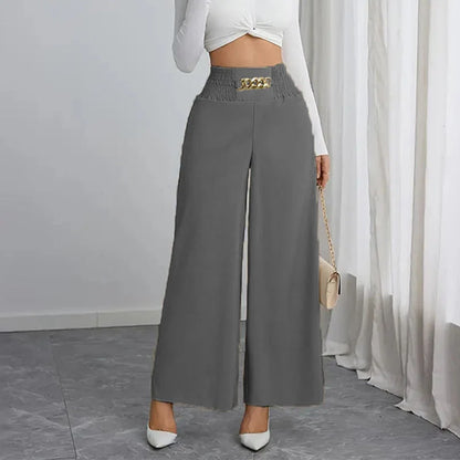 Women's Smocked Waist Wide Leg Trousers