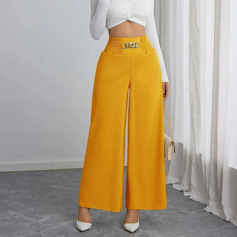 Women's Smocked Waist Wide Leg Trousers