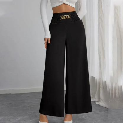 Women's Smocked Waist Wide Leg Trousers