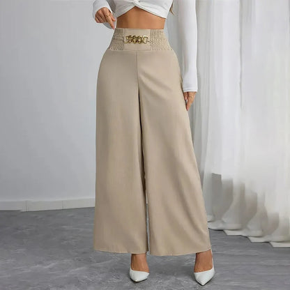 Women's Smocked Waist Wide Leg Trousers