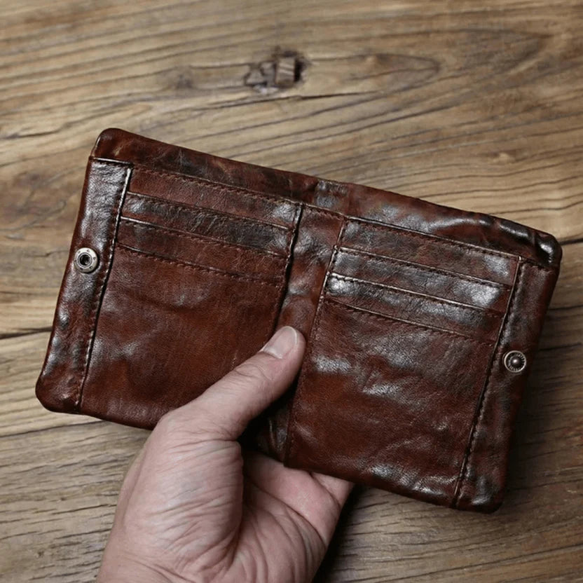 Leather-Look Snap Wallet with Zipper Vault