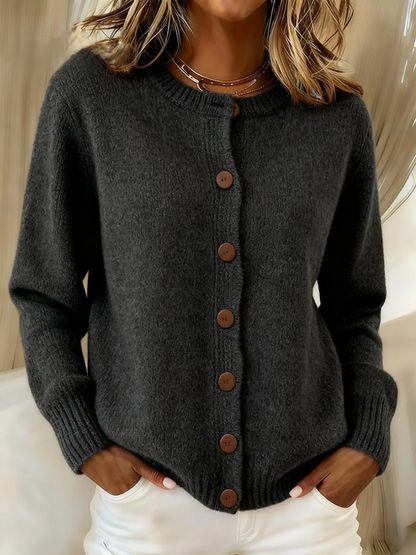 Women’s Retro Jacquard Knit Button-Front Cardigan
