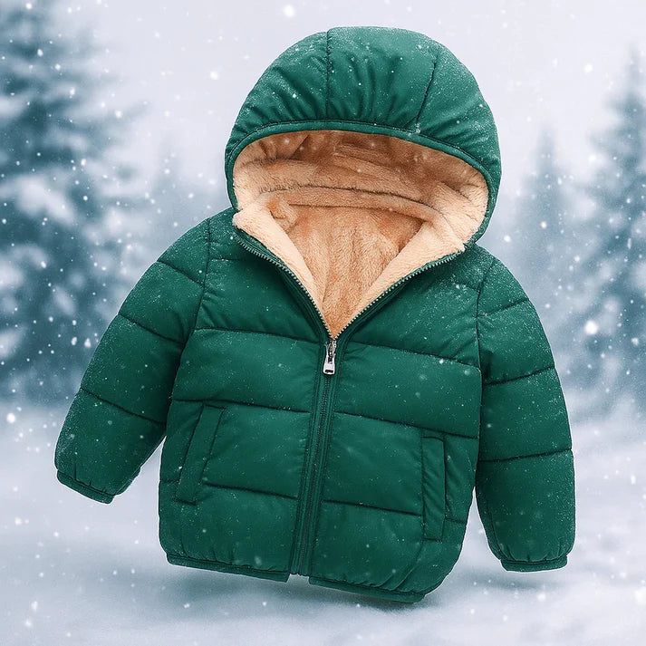 Kids’ Hooded Cashmere-Like Lined Winter Zip Jacket